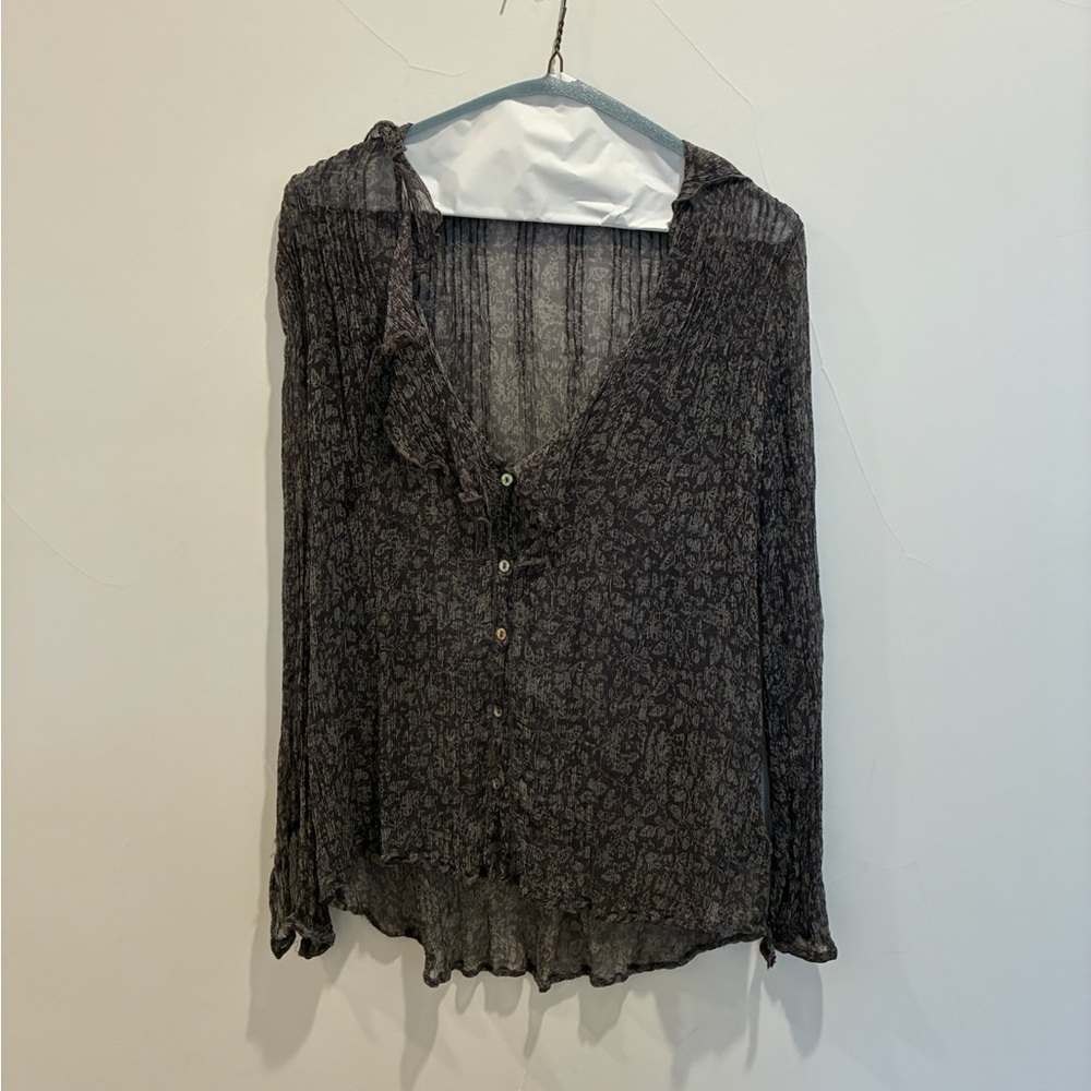 Urban Outfitters Black Sheer Long Sleeve Blouse